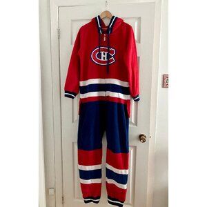 Montreal Canadiens Hockey Sockey Mens S One Piece Zip Up NHL Pajamas Size Small
